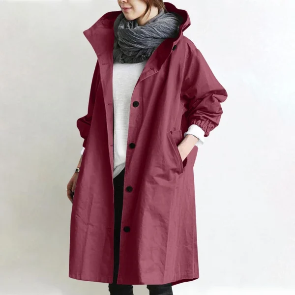 Jacket For Women Casual Plus Size Coat Solid Color Mid Length Windbreaker - Image 61