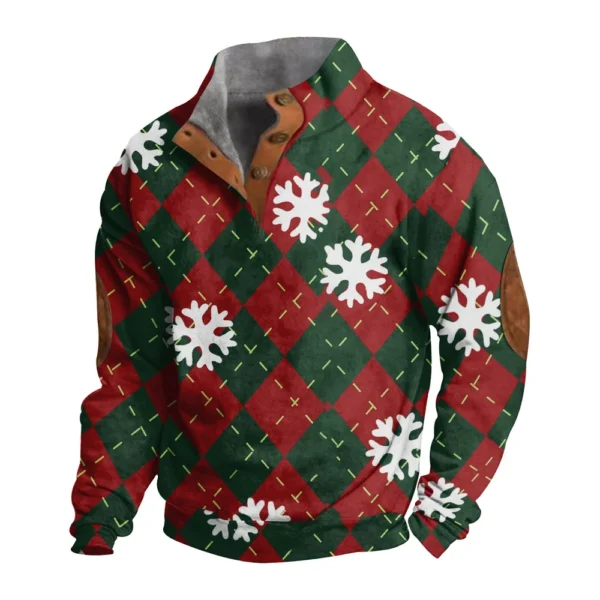 Men's Buttoned Sweatshirt With European And American Autumn/winter Printed Long - Image 28