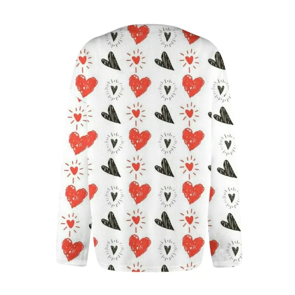 Women's Fashion Printed Valentine's Day Long Sleeved Knitted Cardigan Button - Image 10