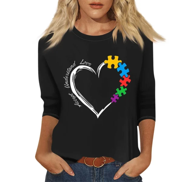 Women's Basic Printed Fashion Casual Easter Plus Size Tops 3/4 Sleeve Pullover - Image 6