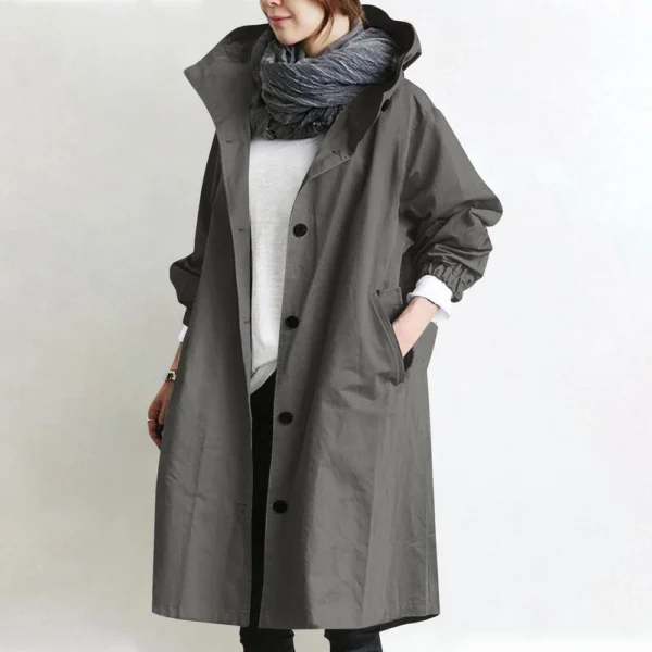 Jacket For Women Casual Plus Size Coat Solid Color Mid Length Windbreaker - Image 28