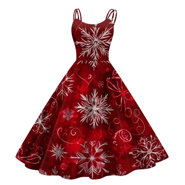 Women's Christmas Printed Punk Fashion Sexy Strapless Dress Gothic Cocktail - Image 44