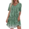 Women's Casual And Fashionable V-neck Short Sleeve Printing Mid Length Dress - Image 9