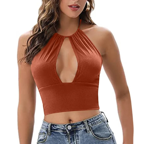 Women's Solid Color Top Sleeveless Top With Chest Pad - Image 25