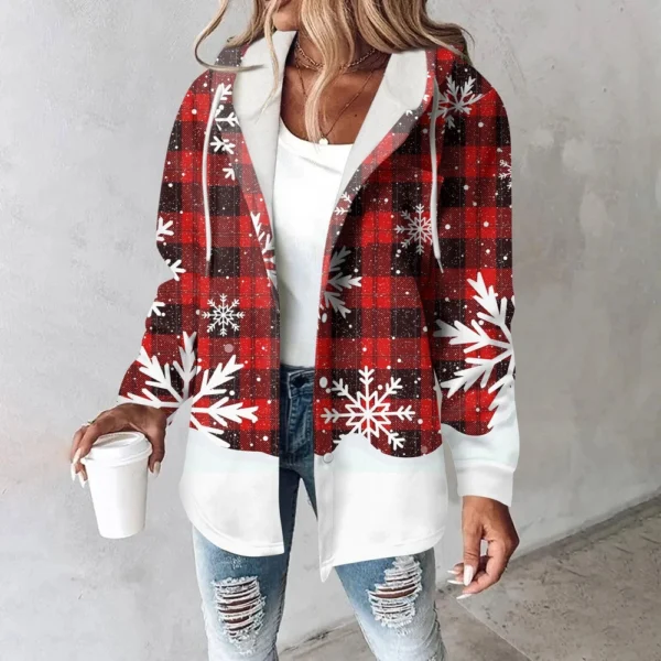 Women's Coat Casual And Fashionable Composite Thick And Warm Printed Hooded - Image 22