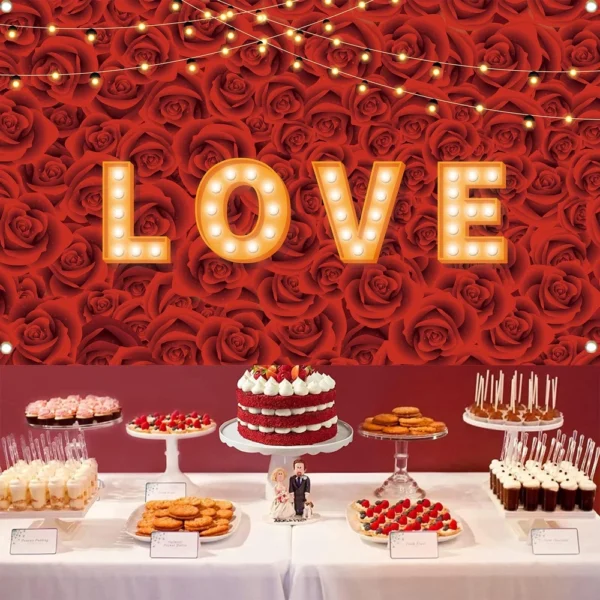 180*110cm Valentine's Day Background Cloth Rose Theme Atmosphere Decoration - Image 4