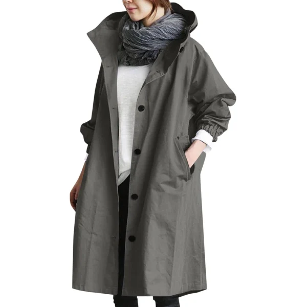 Jacket For Women Casual Plus Size Coat Solid Color Mid Length Windbreaker - Image 29