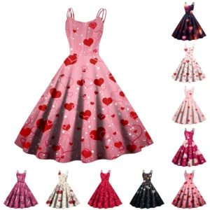 Christmas Ladies Casual Fashion Flower Print Sexy Off Shoulder Punk Retro Skirt
