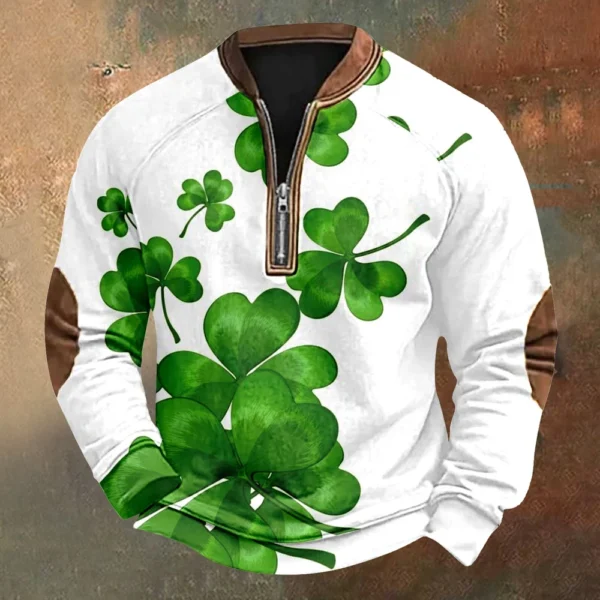Men's St. Patrick's Day Vintage Casual Zip Sweatshirt Outdoor Casual Top - Image 16