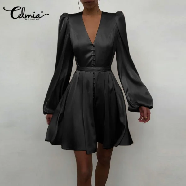 Women's cuff V-neck shirt dress - Image 16
