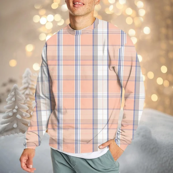 Men's Casual Fashion Comfortable Plaid Round Neck Pullover Sweatshirt Sweatshirt - Image 29