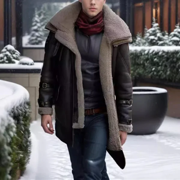 Fall And Winter Jacket Thickened Warm PU Leather Coat Men's Fleece Coat Trend - Image 16