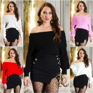 Knit top with flat collar for women