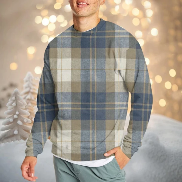 Men's Casual Fashion Comfortable Plaid Round Neck Pullover Sweatshirt Sweatshirt - Image 16