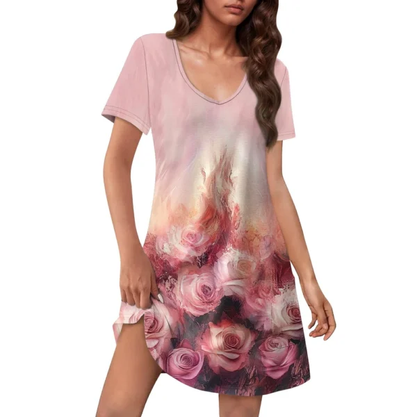 Women's Casual Sundress With Pockets Summer Boho Beach Dress Floral Blouses For - Image 2
