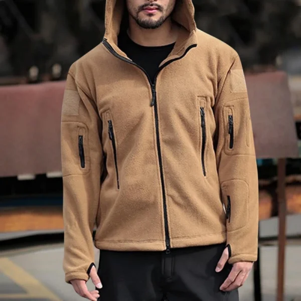 Men's Outdoor Warm Bladder Fleece Cold Proof Charge Coat Hood Jacket - Image 22