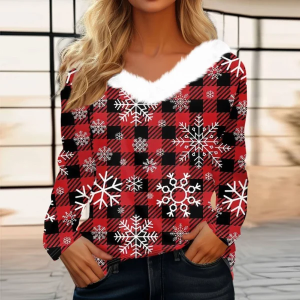 Long Sleeve Shirts For Women Cute Tops Christmas Prints Tees  Blouses Casual - Image 25