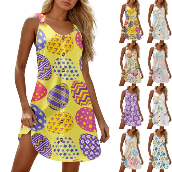 Women's Fashion Easter Sundresses Casual Printed Summer Dresses Loose Dress