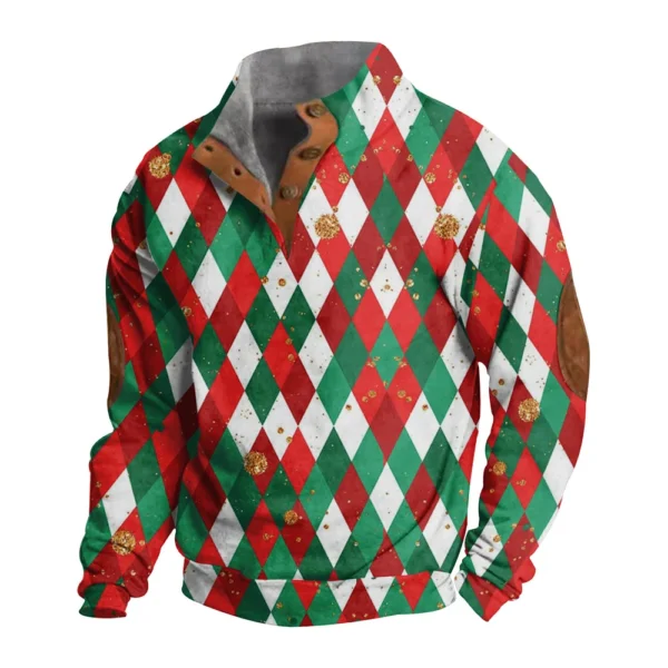 Men's Buttoned Sweatshirt With European And American Autumn/winter Printed Long - Image 4