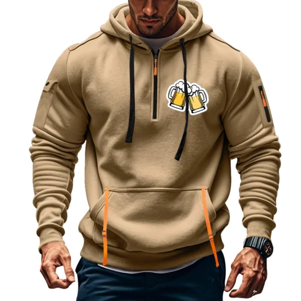 Men's Printed Sweatshirt Hoodie Zipper Arm Pocket Cardigan Men's Sports Large - Image 22