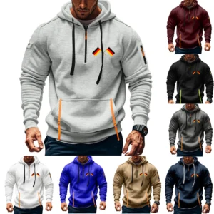 Men's Printed Sweatshirt Hoodie Zipper Arm Pocket Cardigan Men's Sports Large