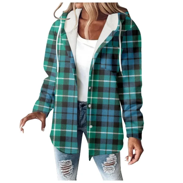 Fleece Hoodies For Women Warm Print Sweatshirt Button Lined Drawstring Hooded - Image 56