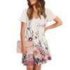 Women's Casual And Fashionable V-neck Short Sleeve Printing Mid Length Dress - Image 28