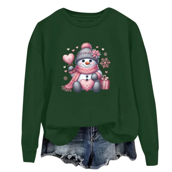 Women's Fashion Casual Round Neck Loose Long Sleeve Solid Color Sweatshirt - Image 2