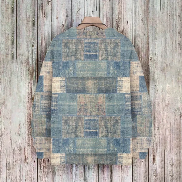Men'S Printed Synthetic Sweater Round Neck Sportswear Loose Long Sleeved Top - Image 12