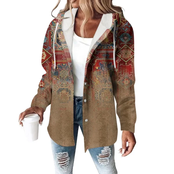Women's Coat Casual And Fashionable Composite Thick And Warm Printed Hooded - Image 4