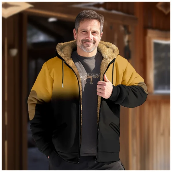 Men's Winter Print Jacket Men's Casual Trend Zipper Hooded Jacket - Image 12