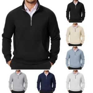 Sports Casual Hoodie Long Sleeve 1/4 Zip Coat For Men