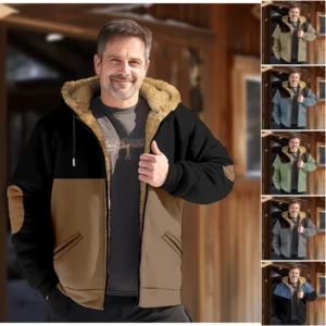 Men's Winter Print Jacket Men's Casual Trend Zipper Hooded Jacket