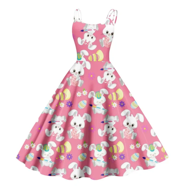 Women's  Casual Fashion Flower Print Sexy Off Shoulder Punk Retro Skirt - Image 2