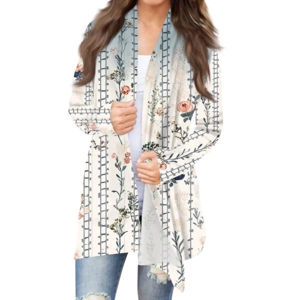 Women's Fashion Casual Vintage Floral Printed Mid-Length Cardigan Jacket - Image 22