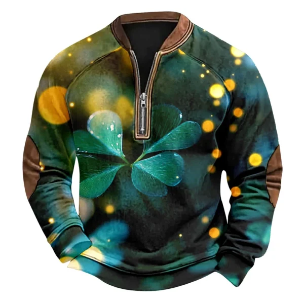 Men's St. Patrick's Day Vintage Casual Zip Sweatshirt Outdoor Casual Top - Image 17