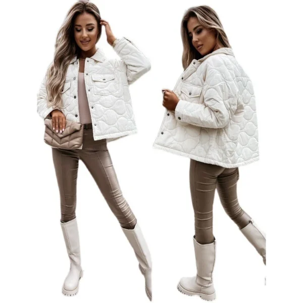 Long sleeve buttons decorated cotton-padded dresses for women - Image 4