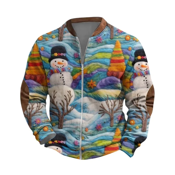 Men'S Retro Casual Sportswear With Open Zipper Sweatshirt Jacket - Image 2