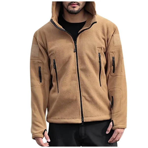 Men's Outdoor Warm Bladder Fleece Cold Proof Charge Coat Hood Jacket - Image 4