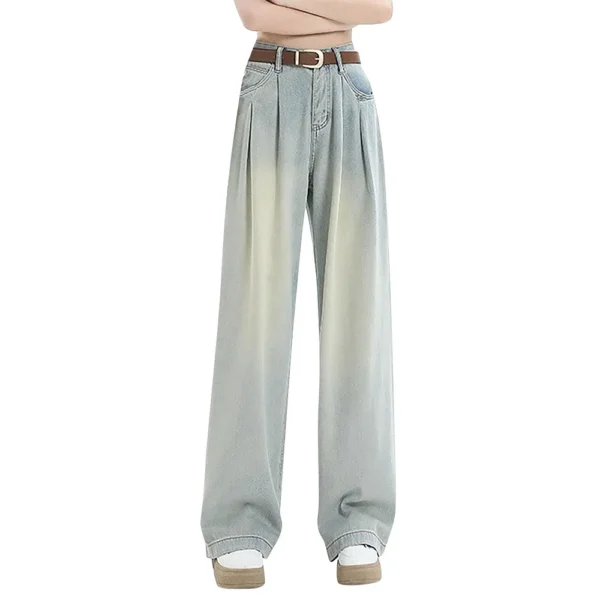 Ladies Fashion Retro Personality Wash Old High-Waisted Retro Loose Straight Leg - Image 3