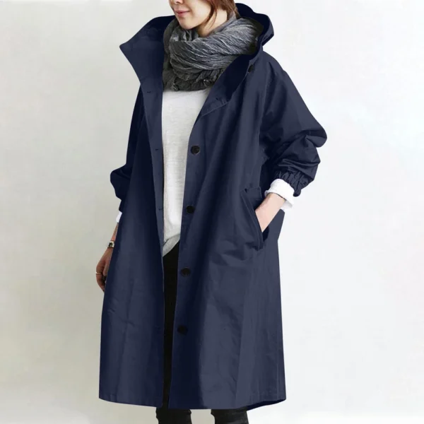 Jacket For Women Casual Plus Size Coat Solid Color Mid Length Windbreaker - Image 43
