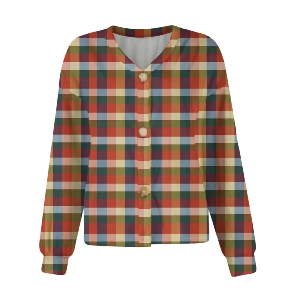 Women's Fashion Short Jacket Casual  Plaid Print Single Breasted Plush Top ﻿ - Image 11