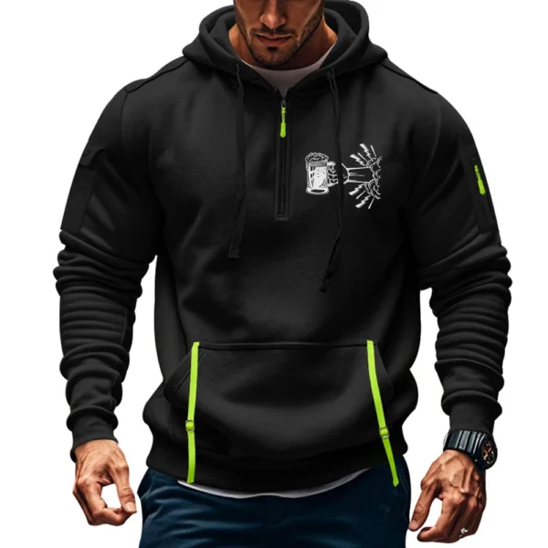 Men's Printed Sweatshirt Hoodie Zipper Arm Pocket Cardigan Men's Sports Large - Image 13