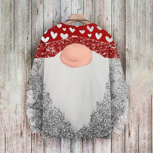 Men's Christmas Print Faux Sweater, Crewneck Sweatshirt, Loose Long-sleeved Top - Image 10
