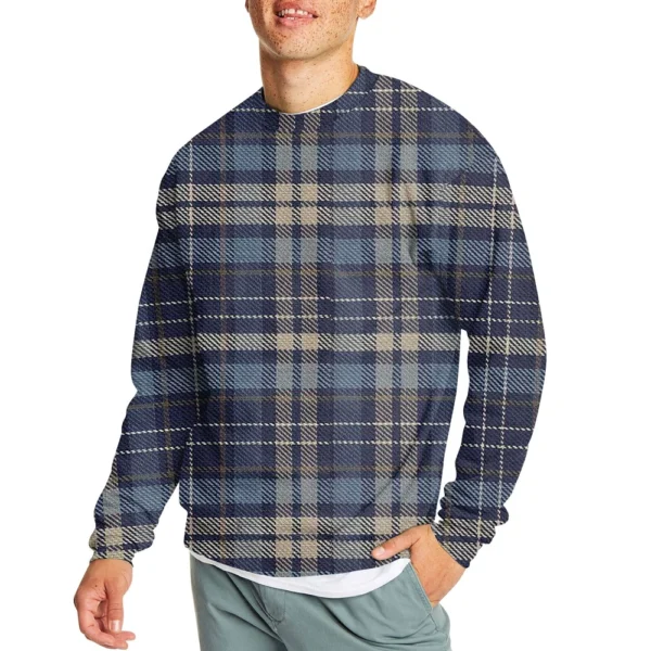 Men's Casual Fashion Comfortable Plaid Round Neck Pullover Sweatshirt Sweatshirt - Image 14