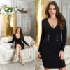 V-neck knitted dress tight for women - Image 10