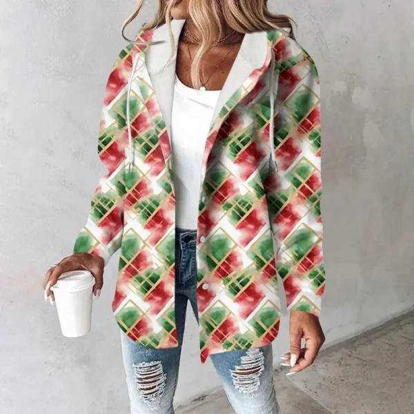 Women's Coat Casual And Fashionable Composite Thick And Warm Printed Hooded - Image 13