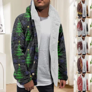 Men'S Winter Zipper Hooded Fleece Sweatshirt With Patch Pocket Casual Jacket