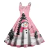 Women's Casual Fashion Christmas Print Sexy Off Shoulder Punk Retro Dress Retro - Image 28