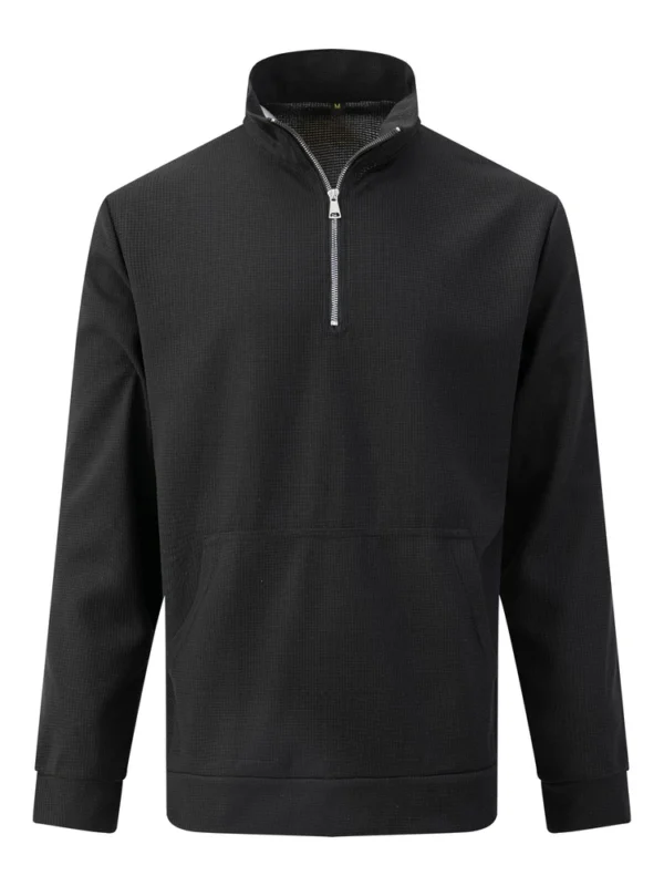 High neck solid color half zip pocket long sleeve for men - Image 9